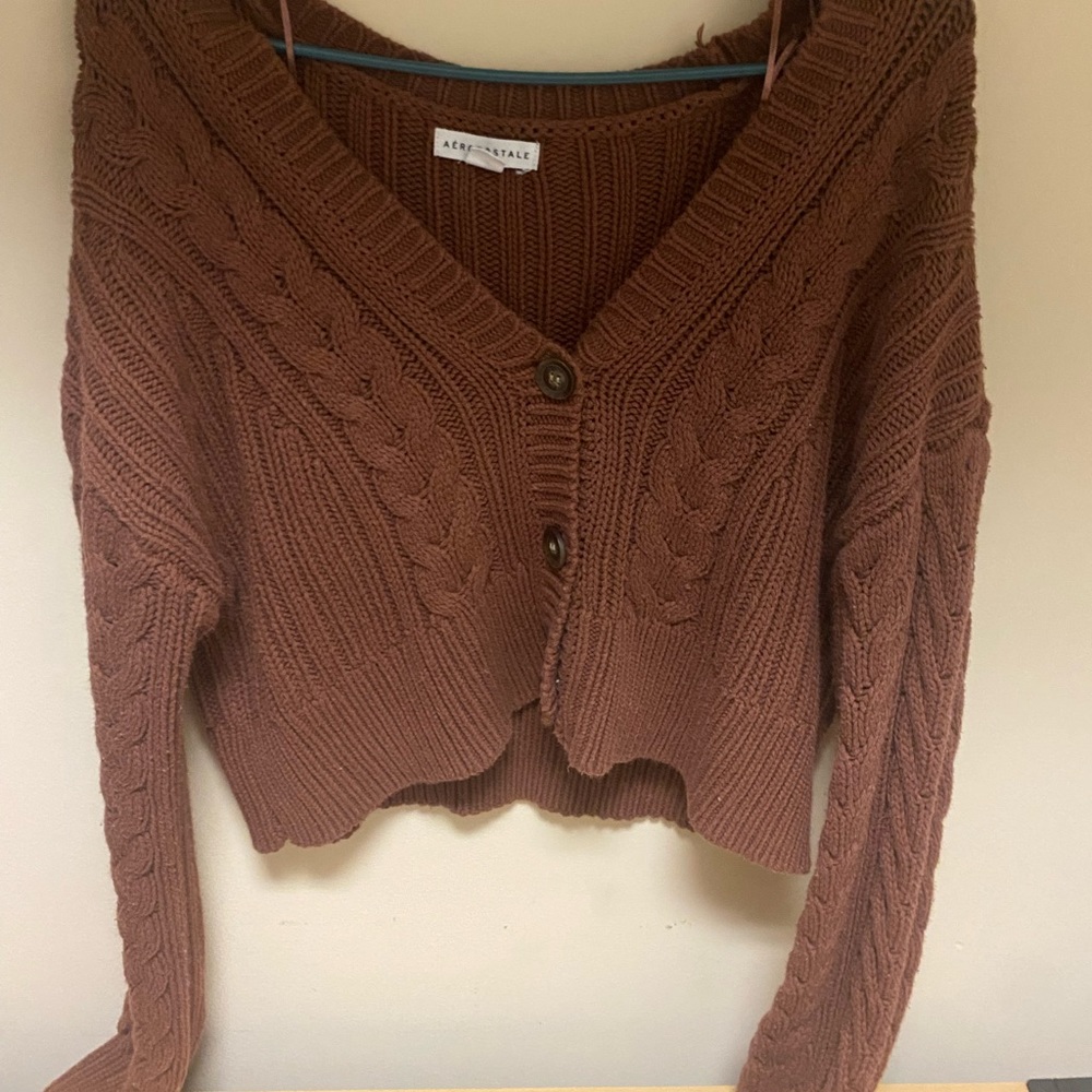 Red Cropped Aeropostale Cardigan